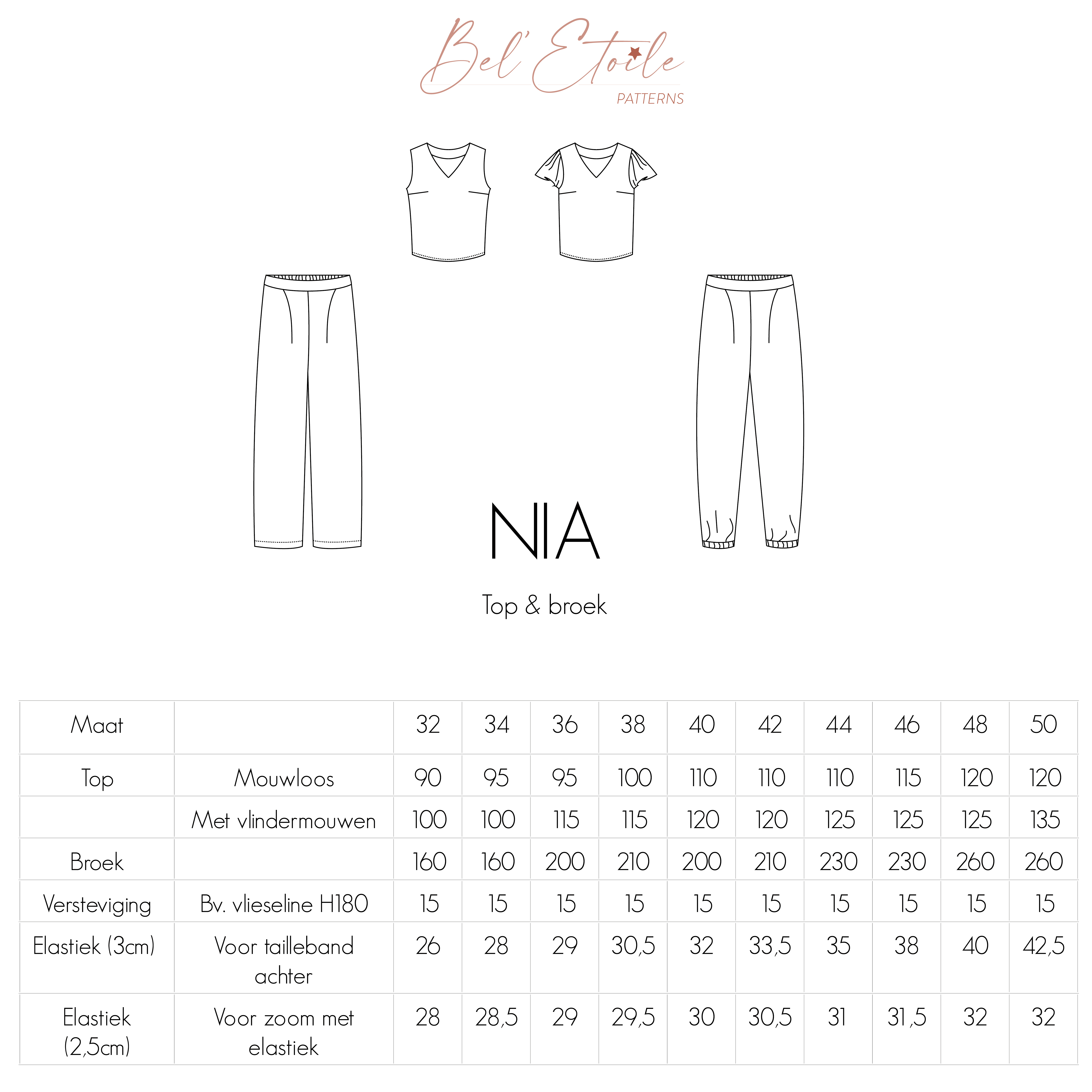Nia top and pants for women & teens - sewing pattern