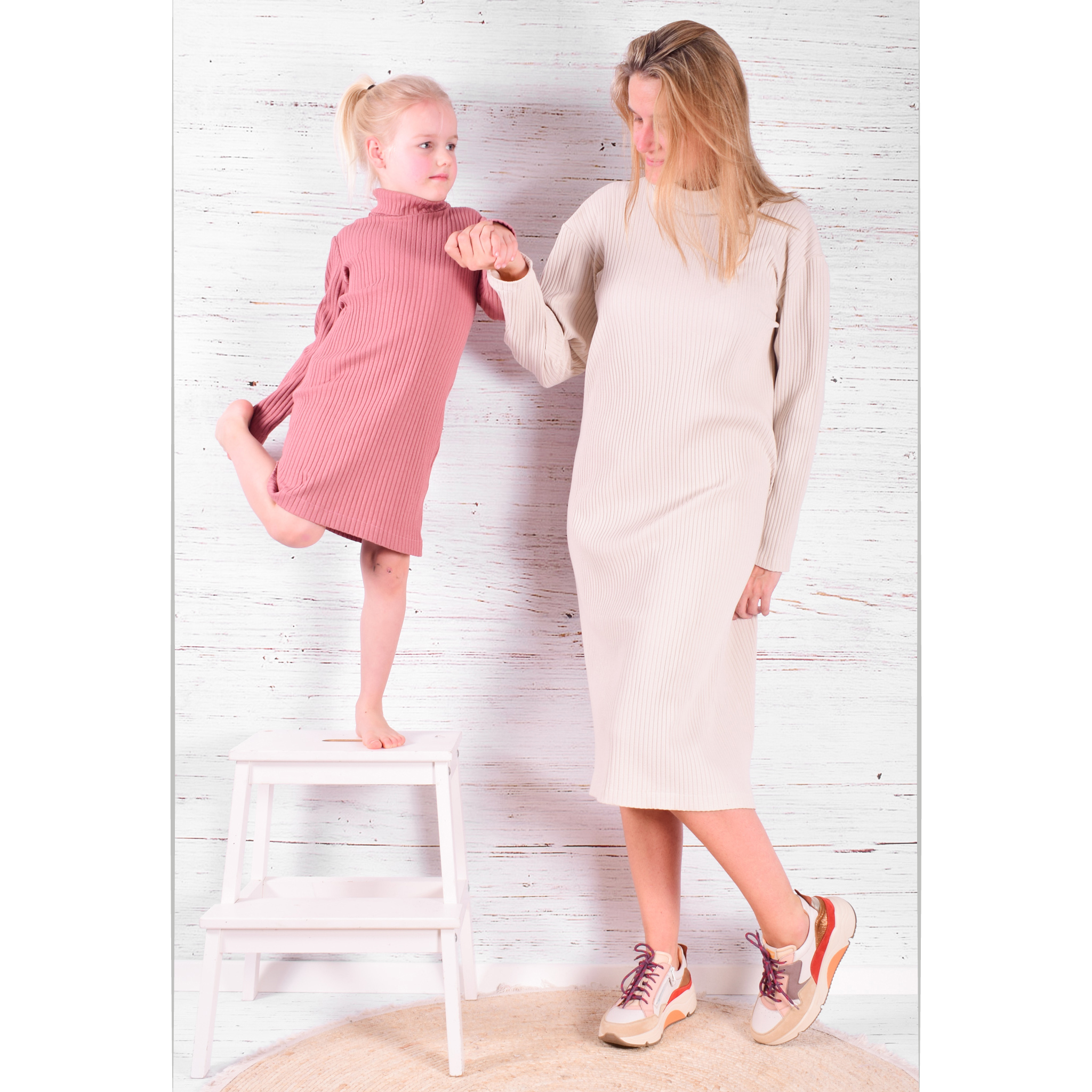 Bundle Zen turtleneck pullover and dress for kids + women & teens - sewing pattern