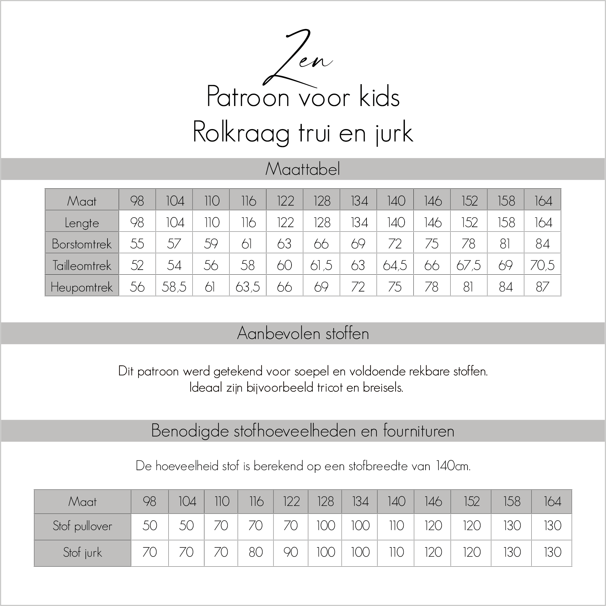 Zen turleneck pullover + dress for kids - sewing pattern