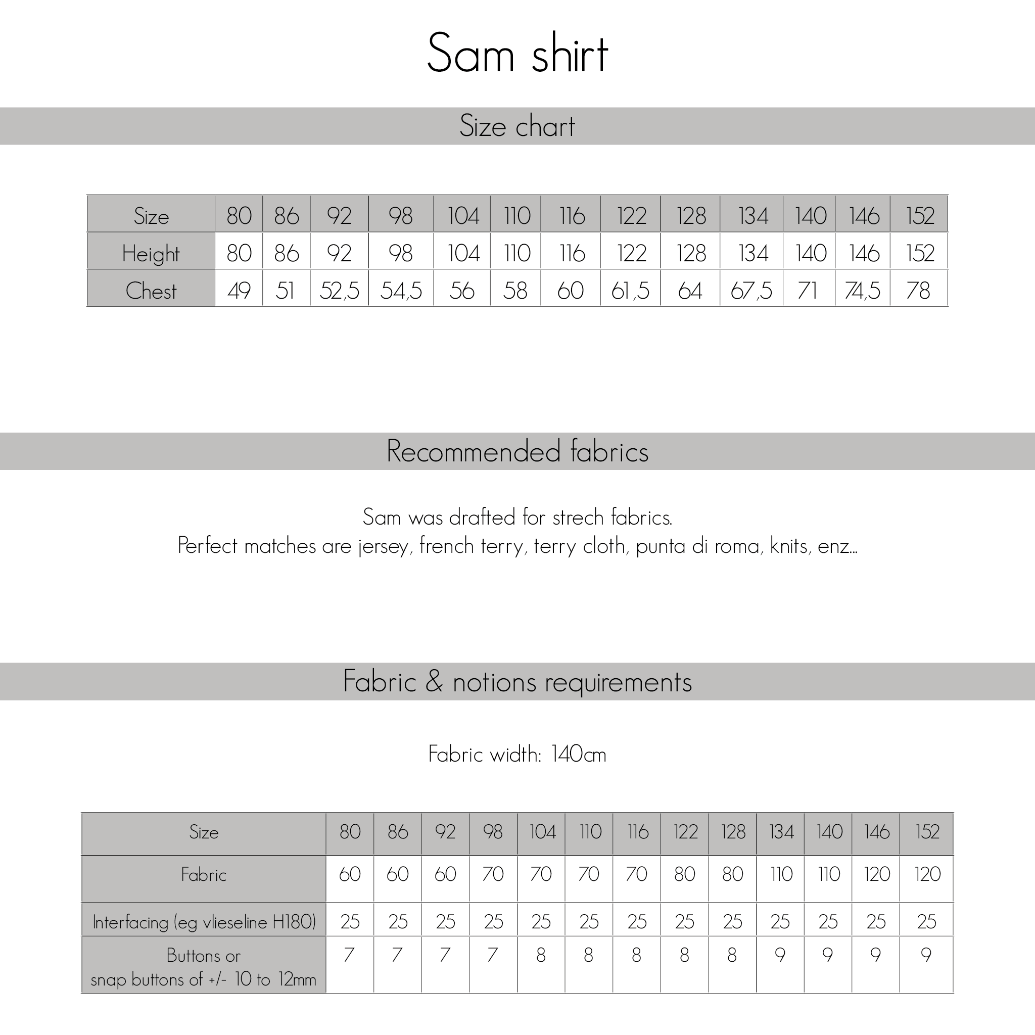 Sam shirt kids - PDF (ENG)