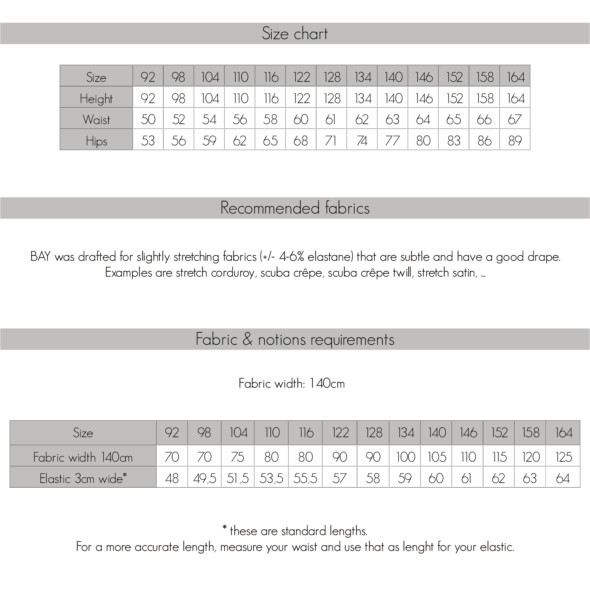 Bay pants bundle for kids, women & teens - PDF (ENG)